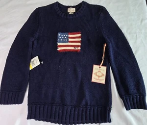 POLO  Ralph Lauren Vintage Kids  Blue Knit  Sweater USA Flag NEW w/Tags Size M - Picture 1 of 22