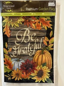 Be Grateful Fall Garden Flag Sunflower Leaves Autumn 12.5" x 18" Pumpkin Thanks - Picture 1 of 3