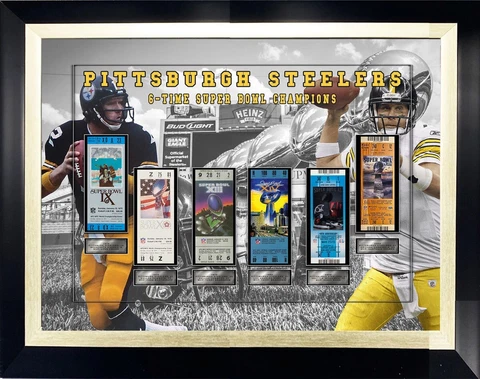 Pittsburgh Steelers Replica Super Bowl Tickets Framed Collage Cover