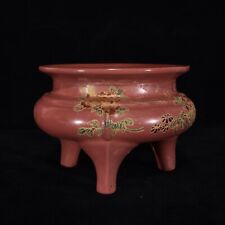 6.1" Song dynasty ru kiln QingLiangSi Porcelain red colour flower Incense Burner