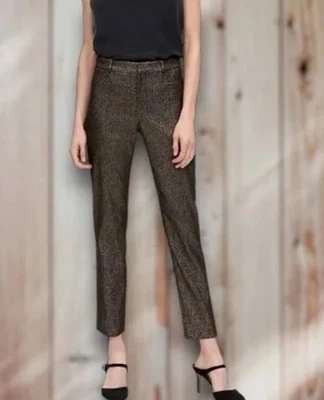 NWT Banana Republic Sloan Women’s Dark Brown Metallic Ankle Pants Sz 0P - Image 1 of 4