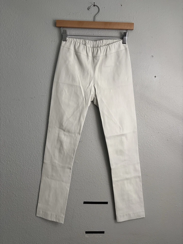 "Leggings The Row de cuero de cordero pequeños blancos para moto S pantalones adelgazantes 22x28""" Foto 1 de 4