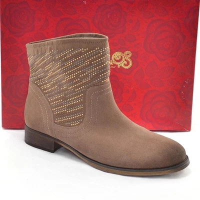 Ladies Carlos Santana Alton Studded Boots 6 Taupe Suede Bootie New in Box - Image 1 of 4