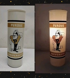 Tarro de pilar de vidrio de fútbol americano de colección de los años 80 Purdue University Boilermakers vela de 9" - Imagen 1 de 15