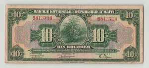 HAITI 10 Gourdes 1919 (ND 1950), P-173a, "Un Administrateur", Very Rare Note. H3 - Picture 1 of 2
