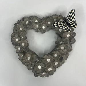 Mackenzie Childs Wreath Heart Wall Hanger Naturals Resin Concrete Butterfly - Picture 1 of 10