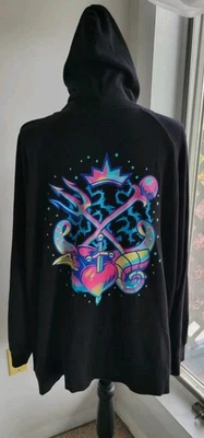 Sudadera con Capucha Órrida Cresta Villanos Disney Negra Polar Cremallera Úrsula/Malecifant. Talla 3x Foto 1 de 4