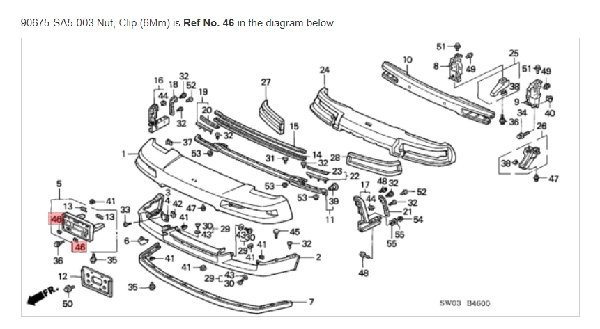 HONDA ACURA GENUINE OEM NSX Nut, Clip (6Mm) Front Bumper ☆ 90675-SA5-003 ☆ - Изображение 1 из 3
