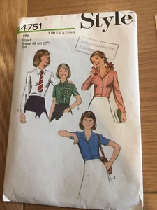 1974 ORIGINAL STYLE SEWING Pattern 4751 set of girl’s shirts age 8 cut Free P&P - Picture 1 of 4