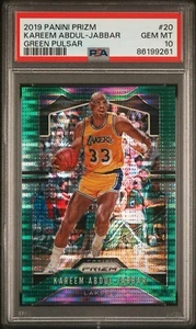 2019-20 PRIZM #20 KAREEM ABDUL-JABBAR Green Pulsar #/25 PSA 10 Lakers Pop 2 - Picture 1 of 2