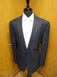Mens Blazer Sport coat Jacket Chaps 44r Blue Box Weave Poly Rayon Blend S#38 - Imagen 1 de 6