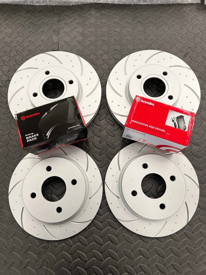Ford Fiesta MK7 ST180 1.6 Dimpled Grooved Brake Discs Brembo Pads Front & Rear - Image 1 of 1