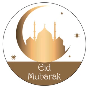 105 x EID MUBARAK NON Personalised Stickers RAMADAN GLOSS Bag Muslim Islam 966 - Picture 1 of 3
