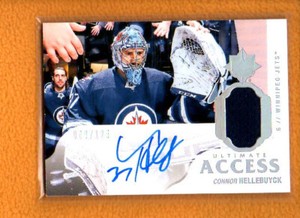 Connor Hellebuyck 2018-19 Ultimate Access Materials Auto /125 Winnipeg Jets