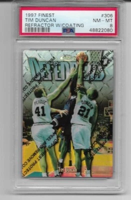 1997 Finest Refractor Tim Duncan w/coating PSA 8 - Image 1 of 2