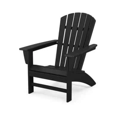 Cadeira Adirondack Grant Park tradicional curveback plástico preto pátio externo - Imagem 1 de 4