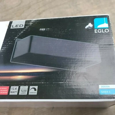 Aplique de pared LED grande de 1 luz EGLO Sania en negro 202635A 3 Foto 1 de 4