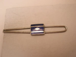 2-3/8" Antique Enamel & Silver Tone Quality Vintage Tie Bar Clip - Picture 1 of 5