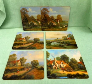 6 Clover Leaf table mats - 19th century rural scenes - Picture 1 of 7