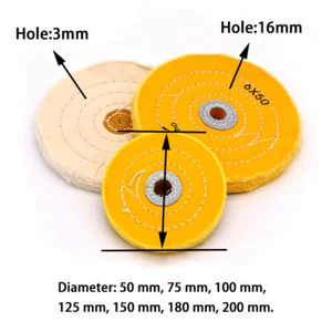 Cotton Cloth Polishing Discs Yellow/White Buffing Wheel Mop With Hole 50-200mm - Picture 1 of 4