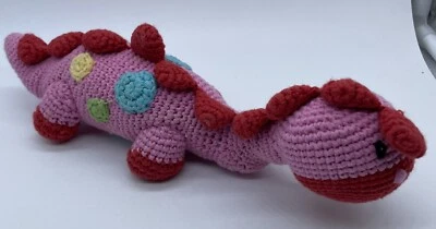 Guijarro Comercio Justo Ganchillo Dinosaurio Sonajero Stegosaurus Rosa Bebé Niña Juguete Peluche Foto 1 de 4