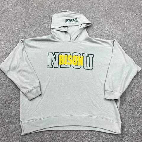 North Dakota State Bison Hoodie Women Large Gray Hooded Sweatshirt Sweater NDSU Cover