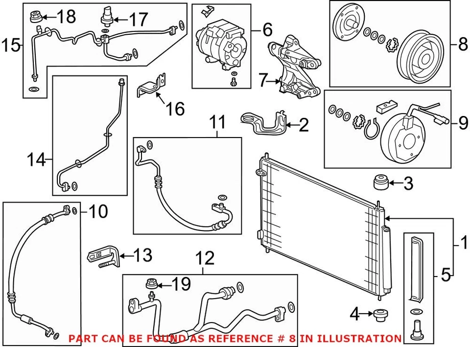Polea de embrague compresor de aire acondicionado original OEM para Honda Accord Accord Crosstour Foto 1 de 1