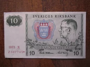 Billete de repuesto Suecia 1975 de 10 coronas - Imagen 1 de 2