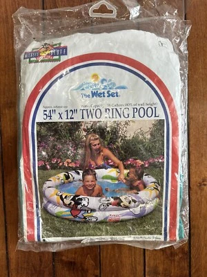 Vintage Intex Wet Set Swimming Pool Mickey Two Ring Inflatable 54x12 Disney New - Image 1 of 4
