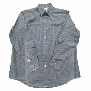 IZOD Button Up Shirt Mens Large Blue Check Long Sleeve Pocket - Picture 1 of 6