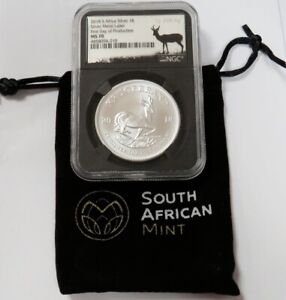 2018 SILVER 1g LABEL SOUTH AFRICA 1 RAND KRUGERRAND ANNIV NGC MS 70 FIRST DAY