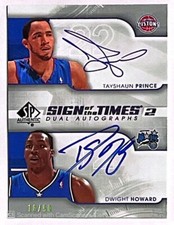 2008-09 SP Authentic Sign of the Times Dwight Howard Tayshaun Prince Auto 16/50
