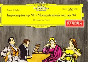 DGG RED TULIP ED1 STICKER - DEMUS - SCHUBERT - IMPROMPTUS - MOMENTS MUSICAUX NM - Picture 1 of 2