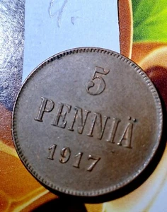 Finland | Finnish 5 Pennia Coin | Civil War Coinage | KM17 | 1917 - Picture 1 of 2