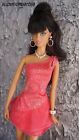 FASHIONISTAS Salmon Pink Keyhole Party Dress & Accessories