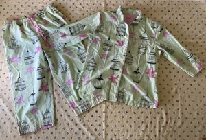 Women's Nick & Nora Capri Pajamas Size Medium 3/4 Sleeves Bird Cage small tear - Picture 1 of 21