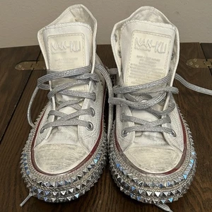 Zapatillas altas NAN KU Couture Cruise con tachuelas blancas envejecidas talla 36 - Imagen 1 de 12