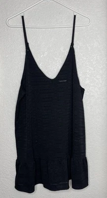 Vestido Xhilaration Negro Crochet Encaje Natación Cubrir L Playa Piscina Vacaciones Boho Foto 1 de 4