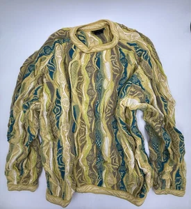 Vintage COOGI Heavyweight Sweater - Yellow/Teal & Size Large *USED* - Picture 1 of 3