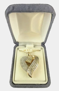 18K Over Sterling Silver 1.00TW Diamond Heart Pendant with 18" Chain - Picture 1 of 2