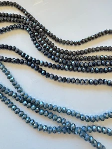 6mm Rondelle Chinese Crystal Beads, grey, blue, light blue, 13" strands, QTY 9 - Picture 1 of 1