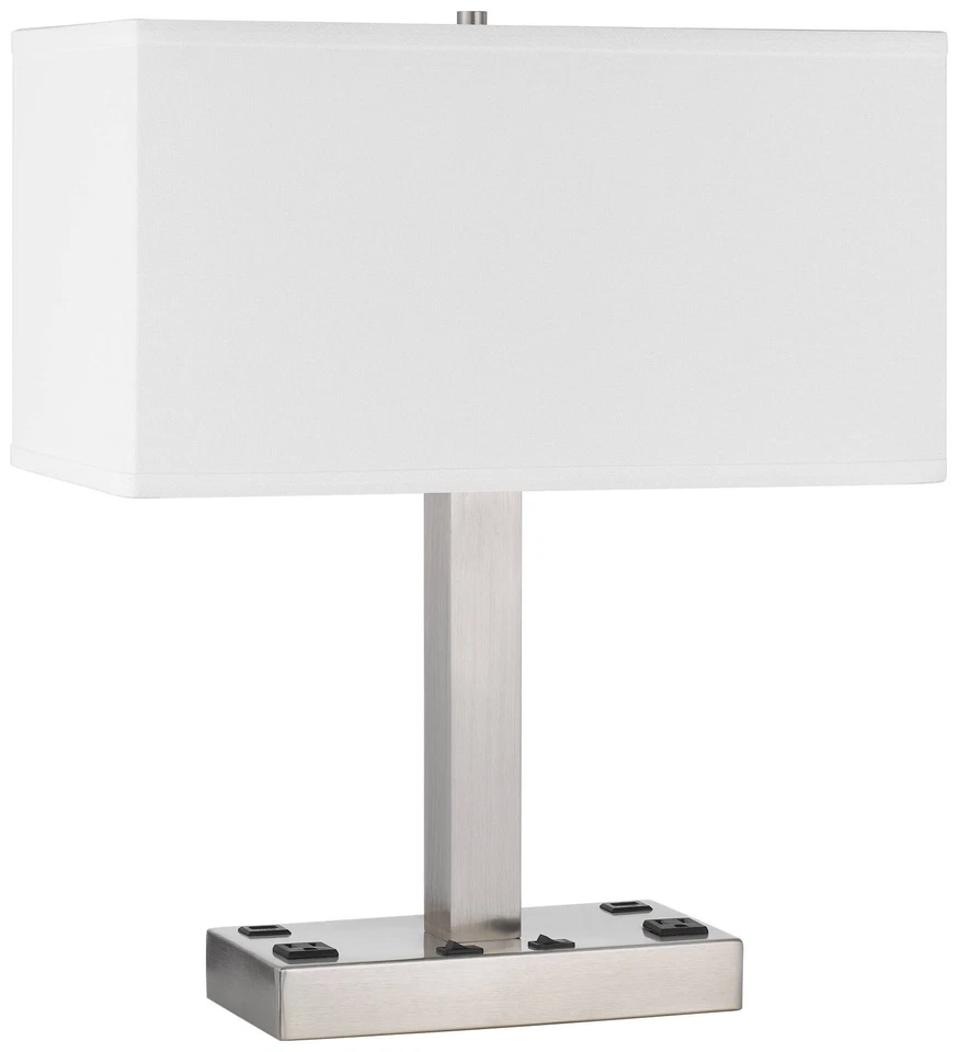 Cal Lighting Colmar 20 1/2 дюйма розетки из матовой стали и настольная USB-лампа - Изображение 1 из 1