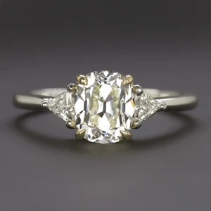 ANILLO DE COMPROMISO DE DIAMANTES TALLA MINA ANTIGUA DE 1,73 quilates platino certificado GIA 3 PIEDRAS - Imagen 1 de 2