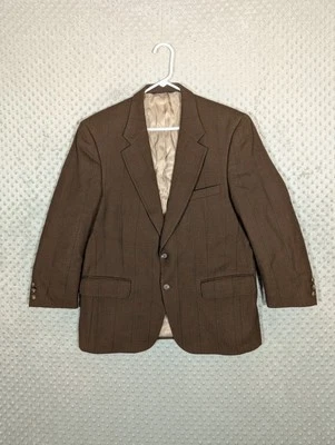 VTG Burberry Blazer Men's 42 S Windowpane Plaid Flannel Weight Sport Coat Brown  - Image 1 of 4