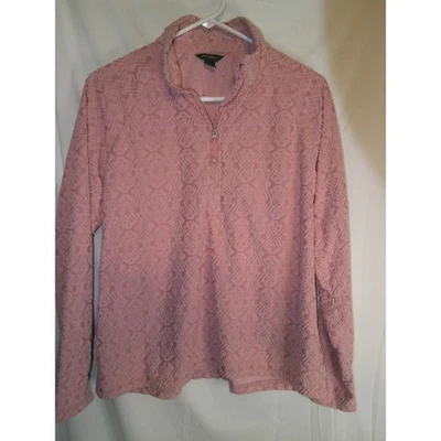 Suéter Pullover Grande Eddie Bauer Para Mujer Rosa Estampado Cuarto Cremallera Foto 1 de 3