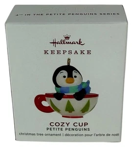 NIB Cozy Cup Petite Penguins 2019 Miniature Hallmark Keepsake Ornament QXM8277 - Picture 1 of 7