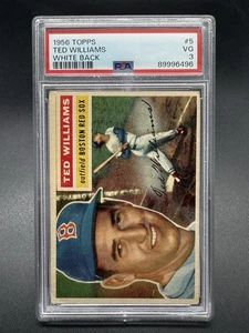 1956 Topps Béisbol Ted Williams #5 Espalda Blanca PSA 3 Boston Red Sox Salón de la fama - Imagen 1 de 2