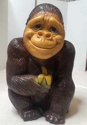 Vintage 1971 Happy Monkey Gorilla APE Large 12.5" BANK New York Vinyl Products - Image 1 of 4