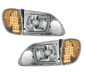 International 9400 SBA Clear Headlights w/LED Corner Light 2001-2011 5900 9200 - Picture 1 of 6