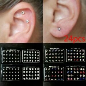 12 Pair Magnetic Ear Studs Earrings for Women Fake Piercing Fake Nose Ring US